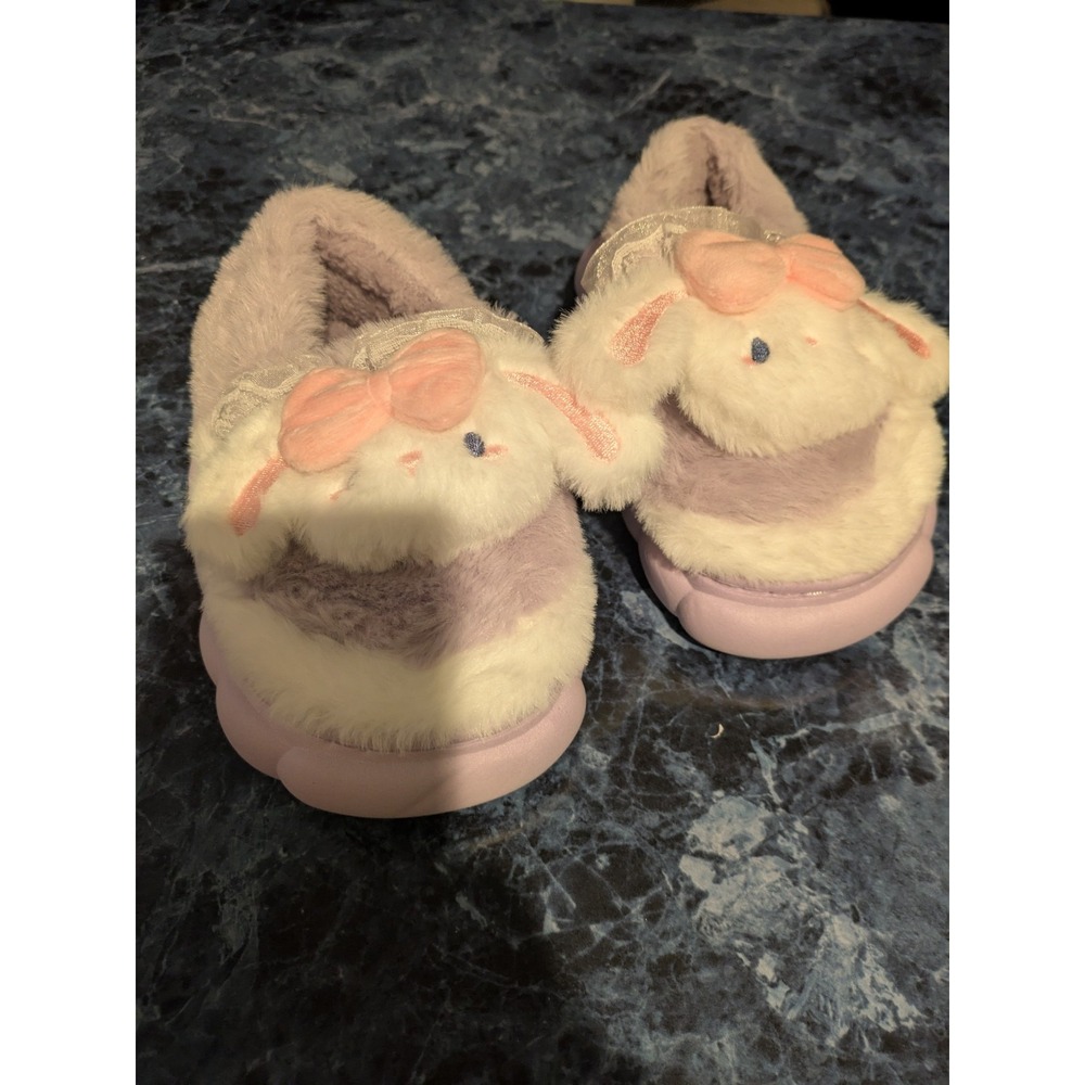 Kids Cute Bunny Slippers Extra Soft Purple Pink White size28-29 EU 10-11 US - Picture 3 of 6